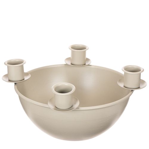 Porte-bougies à 4 supports, couronne de l'Avent moderne, beige, 15 cm