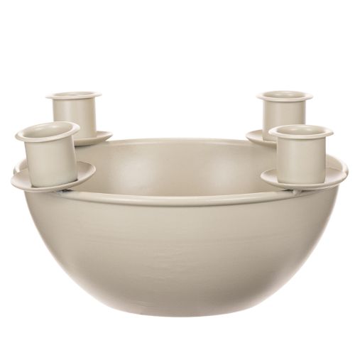 Porte-bougies à 4 supports, couronne de l'Avent moderne, beige, 15 cm | Floristik24.be