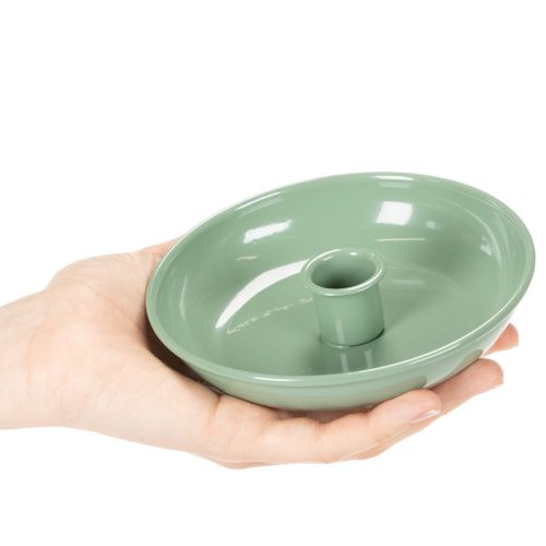 Bougeoir décoratif en métal vert pour bougies coniques, 13 cm | Floristik24.be