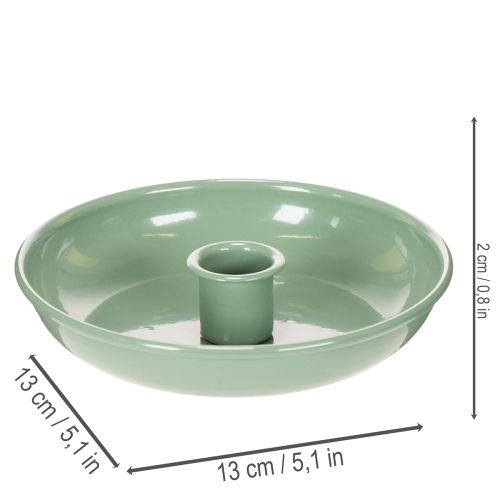 Bougeoir décoratif en métal vert pour bougies coniques, 13 cm | Floristik24.be