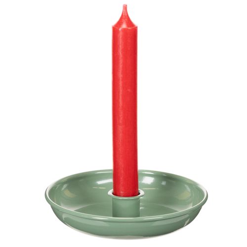 Bougeoir décoratif en métal vert pour bougies coniques, 13 cm | Floristik24.be