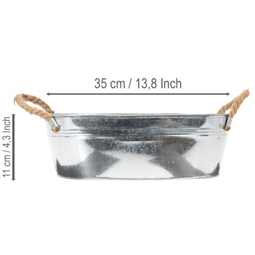 Bol ovale 35 cm x 21,5 cm x 11,5 cm, zinc brillant | Floristik24.be