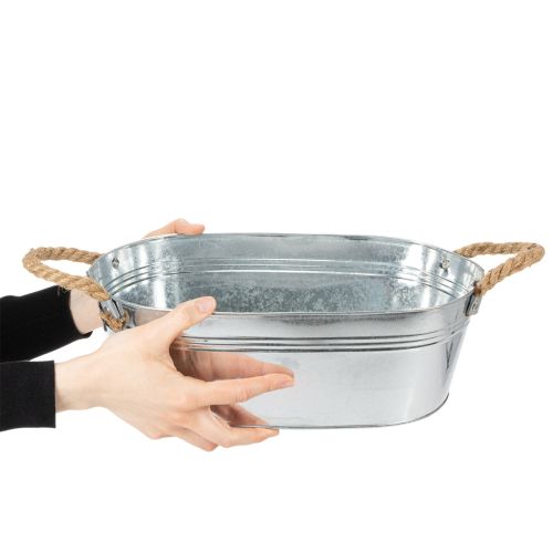Bol ovale 35 cm x 21,5 cm x 11,5 cm, zinc brillant | Floristik24.be