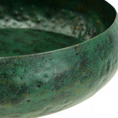 Floristik24 Bol déco vert antique Bol déco métal Ø25.5cm H6cm