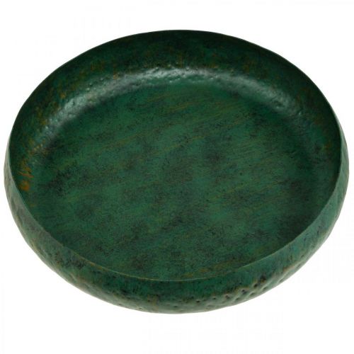 Floristik24 Bol déco vert antique Bol déco métal Ø32cm H7cm