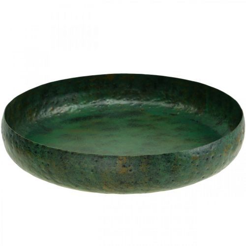 Grand bol décoratif bol antique vert métal Ø38cm H7cm
