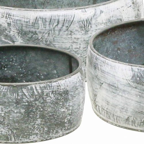 Floristik24 Bol décoratif en métal rond gris Ø22/18,5/14,5cm