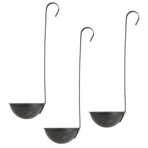Floristik24 Bol pour plantation truelle décorative anthracite Ø12,5cm 3pcs