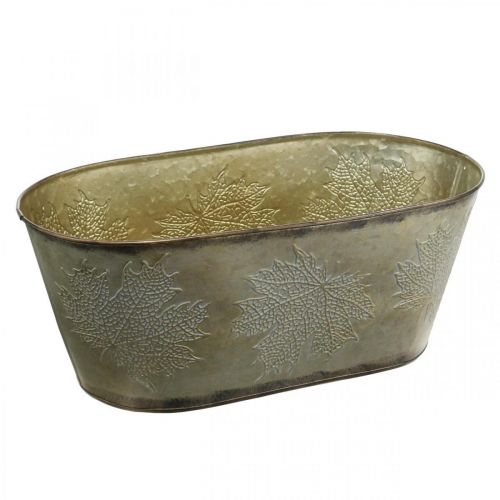 Floristik24 Pot d&#39;automne, coupe-plantes à feuilles, décoration métal doré L38cm H15cm