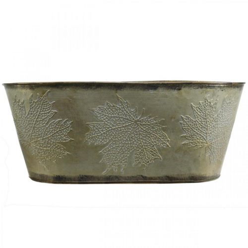 Article Pot d&#39;automne, coupe-plantes à feuilles, décoration métal doré L38cm H15cm
