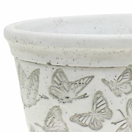 Floristik24 Cache-pot blanc avec papillons 17cm x 12cm H8cm 2pcs