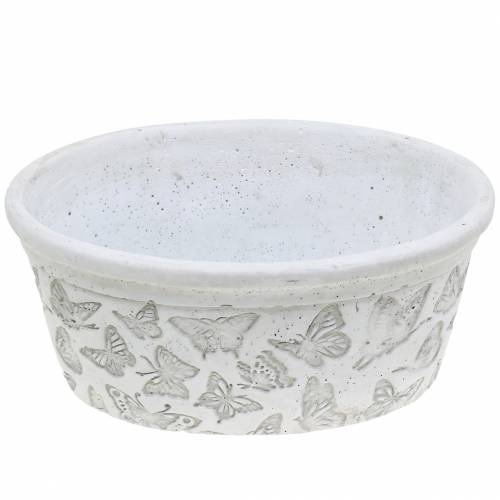 Floristik24 Cache-pot blanc avec papillons 17cm x 12cm H8cm 2pcs