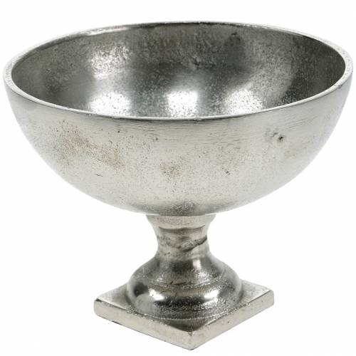 Bol avec pied décoration de table en métal argenté Ø16cm, aspect antique