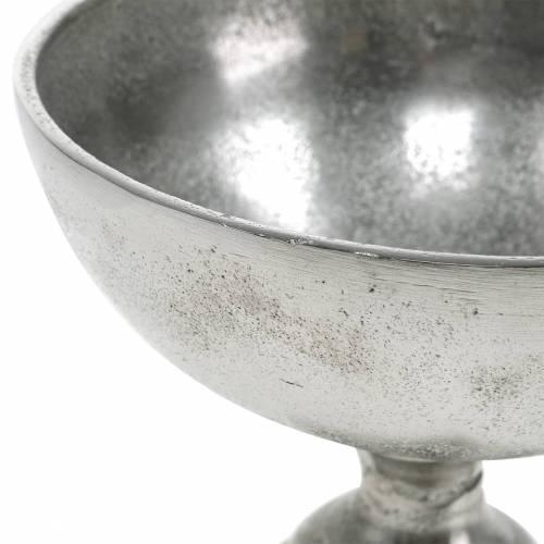 Floristik24 Bol avec pied décoration de table en métal argenté Ø16cm, aspect antique