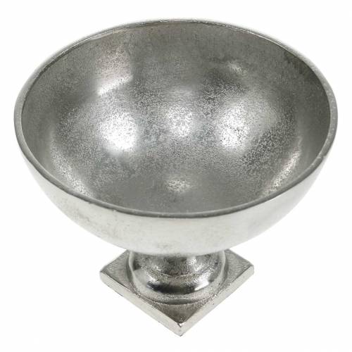 Floristik24 Bol avec pied décoration de table en métal argenté Ø16cm, aspect antique