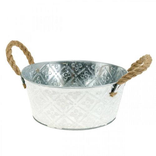 Bol décoratif argent avec poignées bol en métal pot de fleurs Ø21cm | Floristik24.be