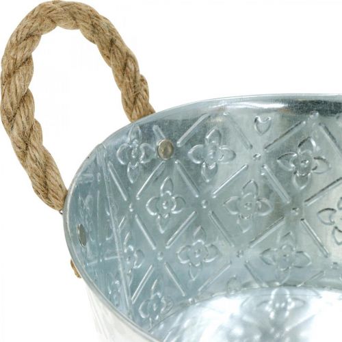 Bol décoratif argent avec poignées bol en métal pot de fleurs Ø21cm | Floristik24.be