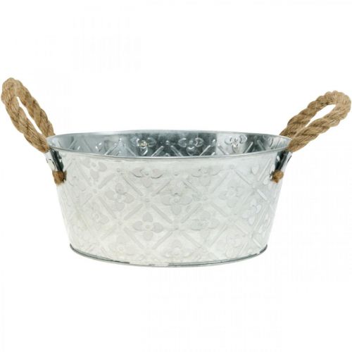 Bol décoratif argent avec poignées bol en métal pot de fleurs Ø21cm | Floristik24.be