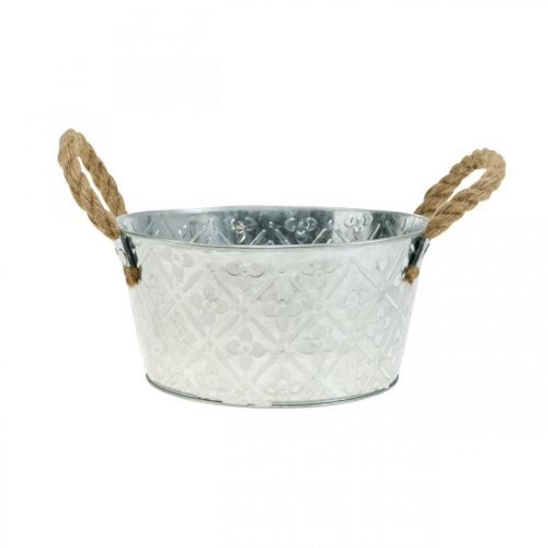 Article Jardinière, pot en métal avec motif fleuri, pot de fleur avec anses Ø18cm