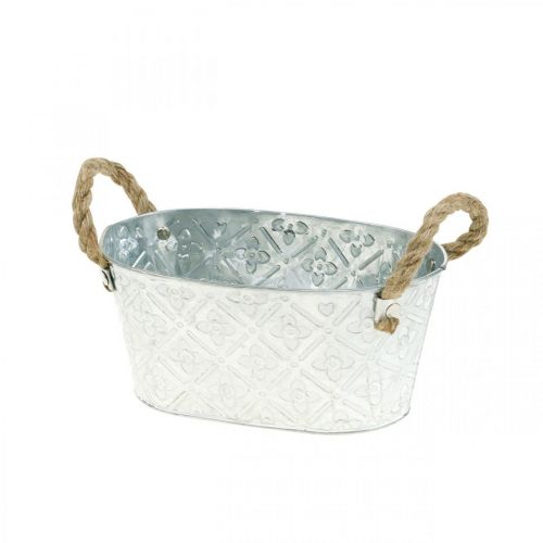Floristik24 Bol décoratif ovale argent avec poignées bol en métal 22,5×13,5cm