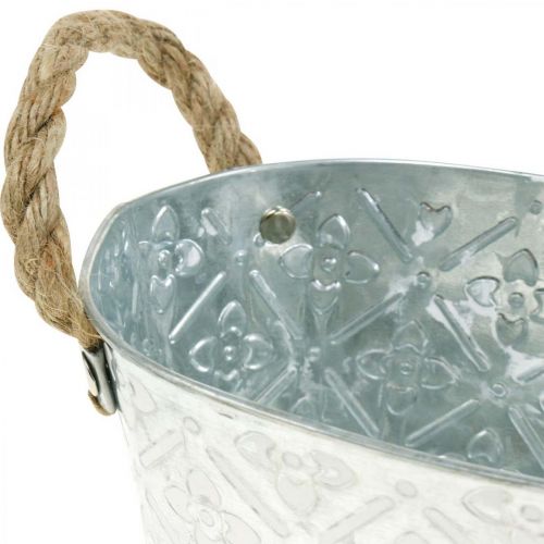 Floristik24 Bol décoratif ovale argent avec poignées bol en métal 22,5×13,5cm