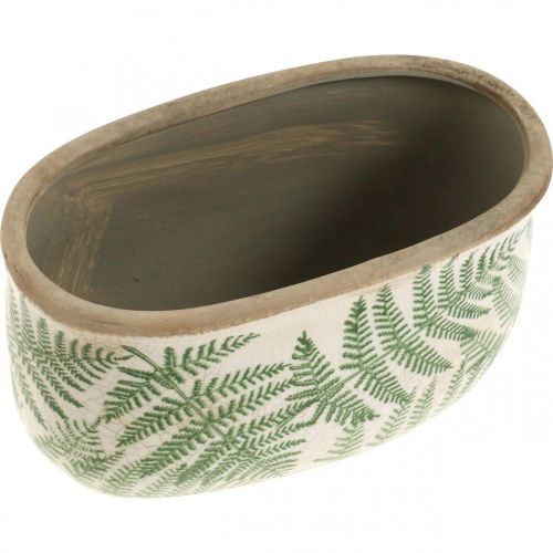 Floristik24 Bol à plantes en grès de fougère pot en céramique ovale 20×10×13.5cm 2pcs