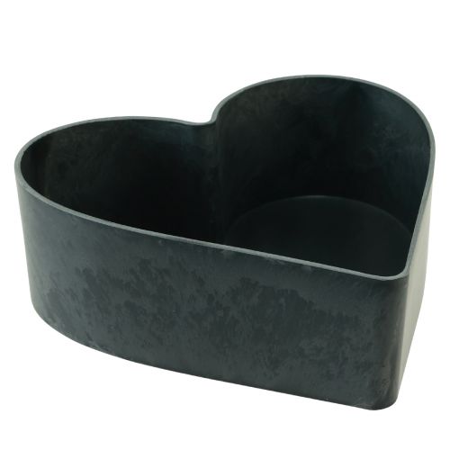Floristik24 Bol coeur décoratif en plastique anthracite 24/21cm lot de 2