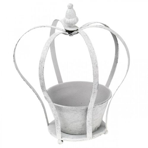 Floristik24 Couronne décorative à planter, shabby chic, couronne en métal, décoration de jardin blanc lavé, lot de 2