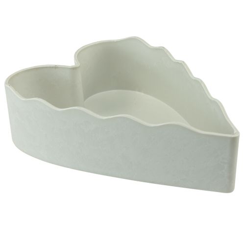 Floristik24 Bol plastique coeur plante bol blanc gris 21×14,5×5,5cm