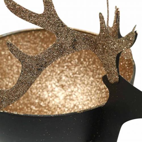Article Bol Tête de Renne Noir, Métal Doré Ø11/14cm Lot de 2