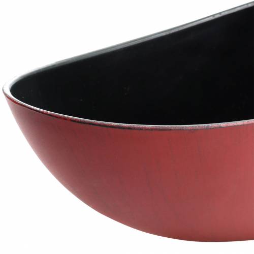 Article Bol décoratif ovale rouge, noir 38,5cm x 12,5cm H10cm