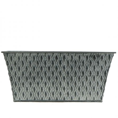 Article Pot en zinc avec motif de losanges 30 x 18 H. 15 cm