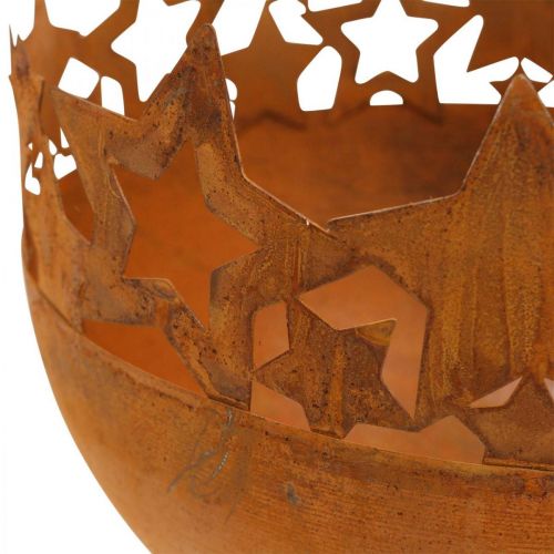 Floristik24 Bol en métal avec étoiles, décoration de Noël, vase décoratif patine Ø25cm H20,5cm