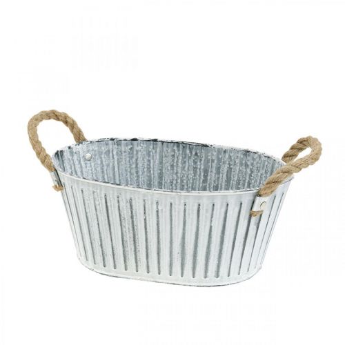 Floristik24 Jardinière avec poignées, coupe à fleurs en métal, coupelle décorative à planter L28cm