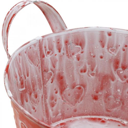 Floristik24 Bol en métal motif coeur, jardinière, bol jardinière avec anses Ø17,5cm