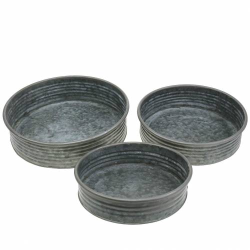 Bol en zinc rond gris Ø23,5 / 27 / 31cm lot de 3