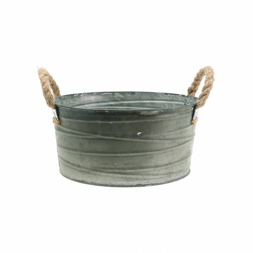 Floristik24 Bol zinc motif enroulement anses corde blanc lavé Ø21cm H11cm