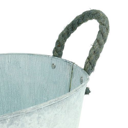 Floristik24 Bol ovale avec anses en corde 36x24x17cm gris