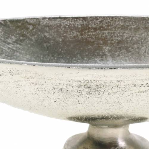 Floristik24 Bol ovale avec base en métal argenté 20,5cm H7cm