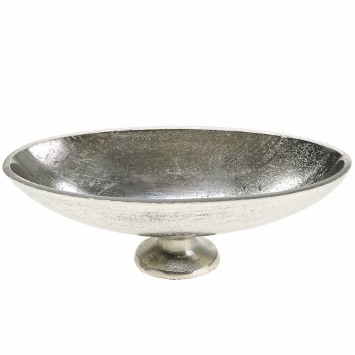 Floristik24 Bol ovale avec base en métal argenté 20,5cm H7cm