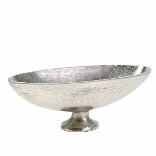 Bol ovale avec base en métal argenté 20,5cm H7cm