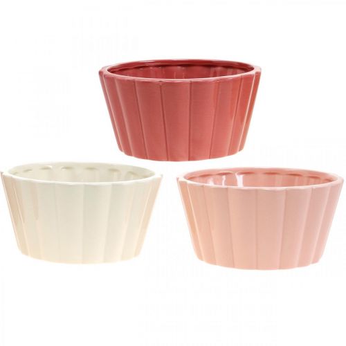 Floristik24 Cache-pot anneau gâteau, bol fleuri plat à four, décoration céramique H8cm Ø15,5cm 3pcs