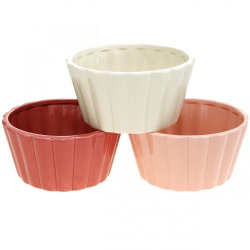 Floristik24 Cache-pot anneau gâteau, bol fleuri plat à four, décoration céramique H8cm Ø15,5cm 3pcs