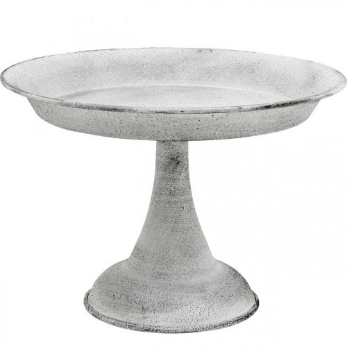 Floristik24 Bol décoratif avec pied assiette décorative métal blanc Ø22cm H15,5cm