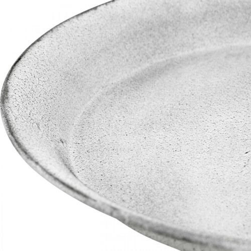 Article Bol décoratif avec pied assiette décorative métal blanc Ø22cm H15,5cm