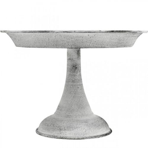 Floristik24 Bol décoratif avec pied assiette décorative métal blanc Ø22cm H15,5cm
