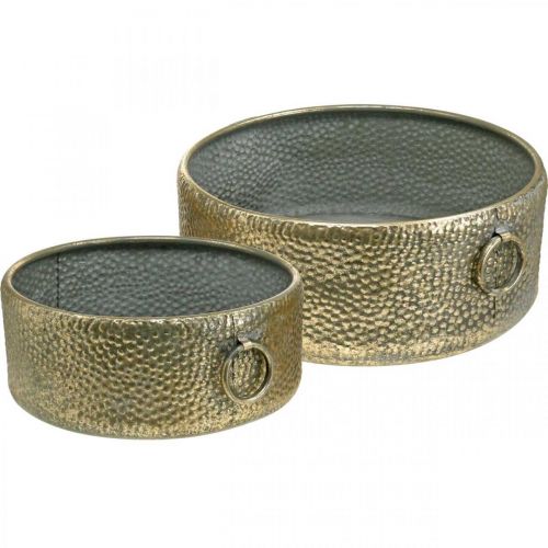 Floristik24 Bol décoratif cache-pot en métal aspect antique doré Ø37/31cm lot de 2