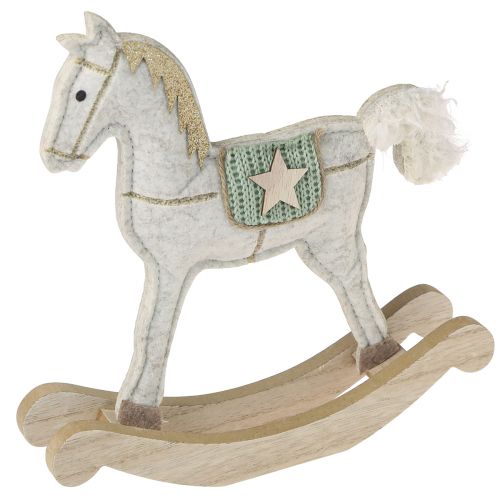Décoration cheval à bascule Noël crème 20x4,5x22cm 2 pcs