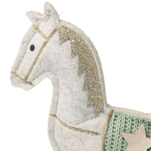 Article Décoration cheval à bascule Noël crème 20x4,5x22cm 2 pcs