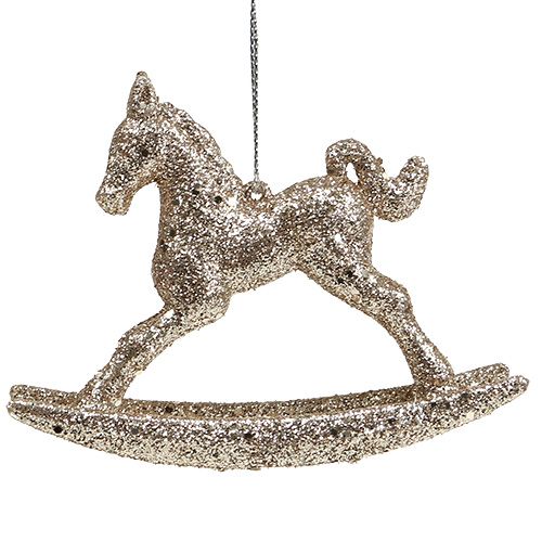 Floristik24 Cheval à bascule or 7,5cm avec paillettes 6pcs